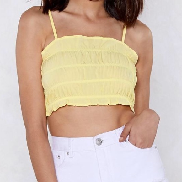 Nasty Gal Rouched Square Neck Crop Top - Picture 2 of 3